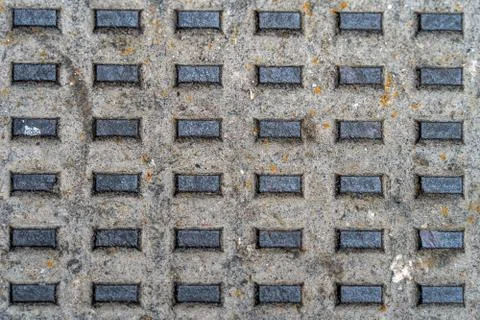 Rectangular shapes on rusted metal surface with patterns and cracks Stock Photos