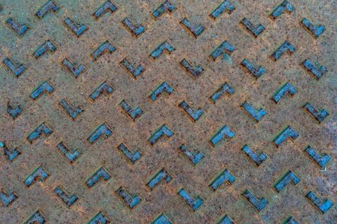 Rectangular shapes on rusted metal surface with patterns and cracks Rectan... Stock Photos