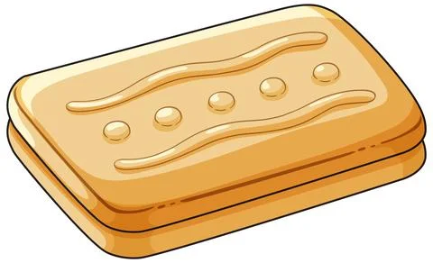 Rectangular Shortbread Biscuit with Decorative Pattern Stock Illustration