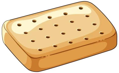 Rectangular Shortbread Biscuit with Golden Brown Surface Stock Illustration
