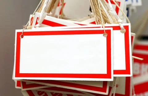 Rectangular sign with a red border. Empty template. Stock Photos