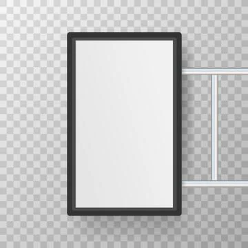 Rectangular signage light box signboard. Black metal cafe, restaurant outdoor Illustrazione stock