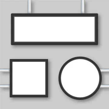 Rectangular signage light box signboard. Black metal cafe, restaurant outdoor Stock Illustration