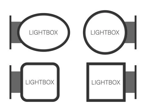 Rectangular signage light box signboard. Black metal cafe, restaurant outdoor Illustrazione stock