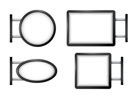 Rectangular signage light box signboard. Black metal outdoor mock up. Vector イラスト素材