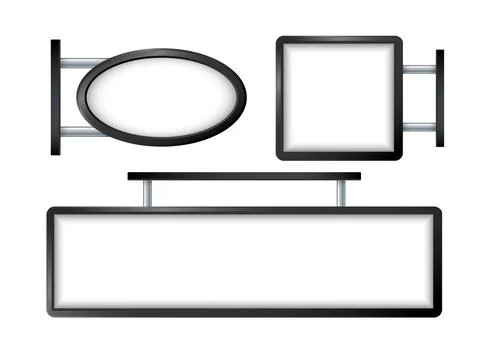 Rectangular signage light box signboard. Black metal outdoor mock up. Vector イラスト素材