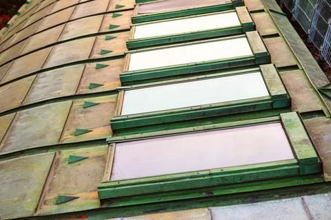 Rectangular skylights at rooftop Foto stock