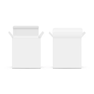 Rectangular Slim Paper Packaging Boxes With Opened Lid, Front and Back View Stock Illustration