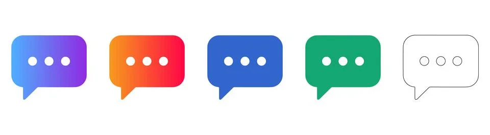 Rectangular Speech Bubble Chat Icons Stock Illustration