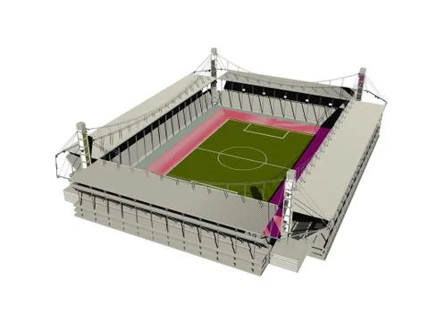 Rectangular sports stadium with canopy 스톡 일러스트