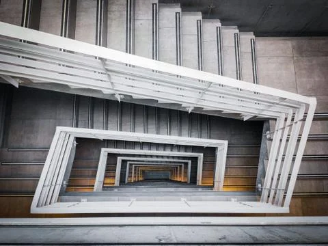 Rectangular staircase view from above symmetry Stockfoto's