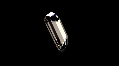 Rectangular Step Cut Diamond on Black Background Stock Footage 347469808