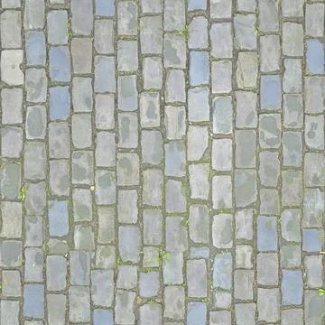 Rectangular Stone Sett Paving with Moss in Joints Stock Photos
