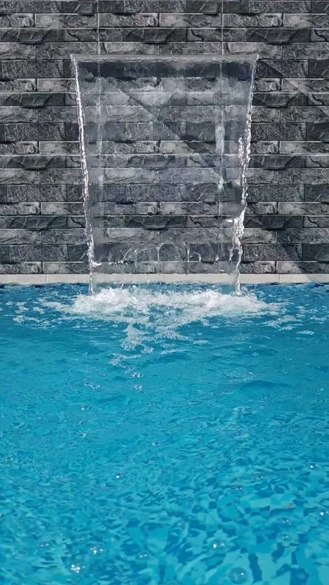 Rectangular Stone Wall Fountain Pool Video stock 336705098