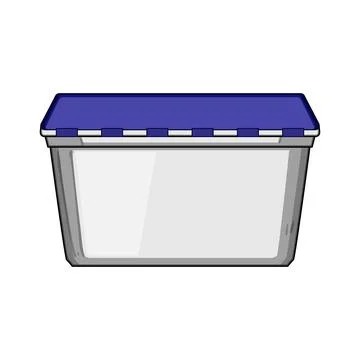 Rectangular storage container with blue lid, kitchenware concept Stock Illustration
