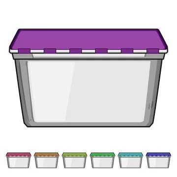 Rectangular storage container with blue lid, kitchenware concept Stock Illustration