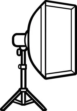 Rectangular studio softbox light stand line art icon Иллюстрация