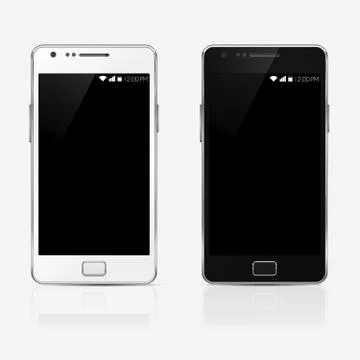Rectangular stylish mobile white and black phone isolated, realistic vector 스톡 일러스트