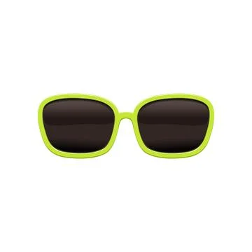 Rectangular sunglasses with black lenses and green frame. Protective eyewear Stockillustratie