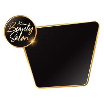 Rectangular symbol with golden frame of beauty salon Stock Illustration