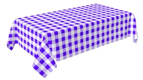 Rectangular tablecloth with blue checkered pattern Illustrazione stock