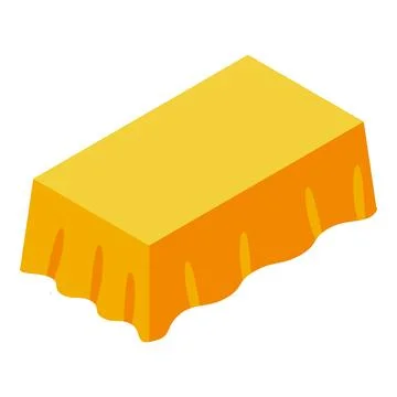 Rectangular tablecloth with folds covering a table isometric illustration Stock Illustration