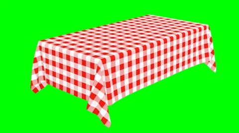 Rectangular tablecloth with red checkered pattern Stock Footage 38889055