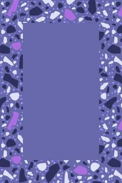 Rectangular terrazzo luxury frame for text. Very Peri purple trendy color Illustrazione stock