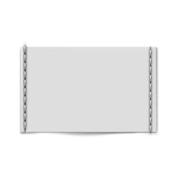 Rectangular textile, horizontal label with stitches along the edges. 스톡 일러스트