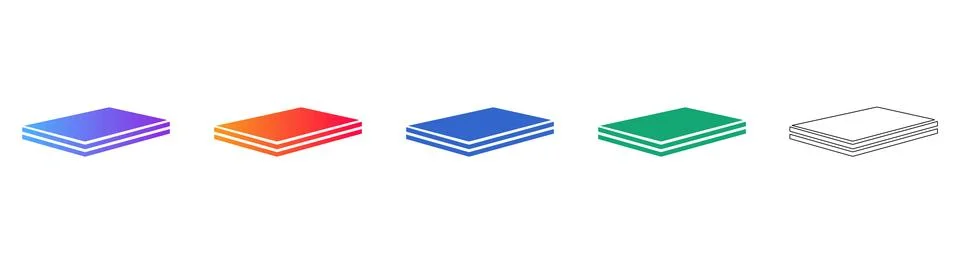Rectangular Tile Stack Vector Icon Set Stock Illustration