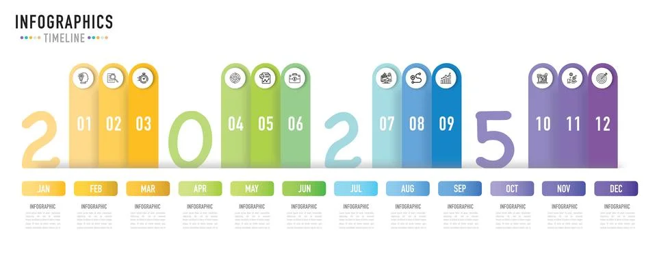 Rectangular timeline infographic for business presentation Stock Illustration