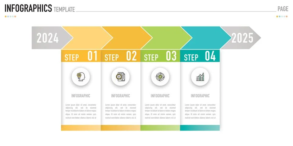 Rectangular timeline infographic for business presentation Stock Illustration