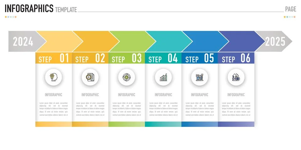 Rectangular timeline infographic for business presentation Stock Illustration