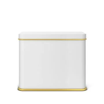 Rectangular tin can for tea or coffee Stock Illustration