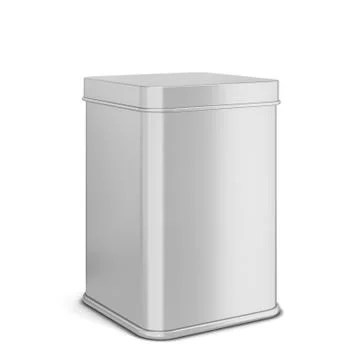 Rectangular tin can for tea or coffee Stock Illustration