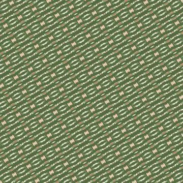 Rectangular tower-form texture single-line repeat pattern in army green, coral c Stock Illustration