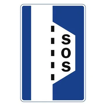 Rectangular traffic signal in blue and white, isolated on white background. S Ilustração Stock