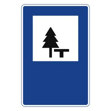 Rectangular traffic signal in blue and white, isolated on white background. P Ilustração Stock