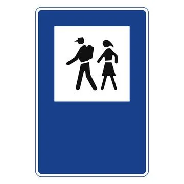 Rectangular traffic signal in blue and white, isolated on white background. S Stock Illustration