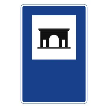 Rectangular traffic signal in blue and white, isolated on white background. M Ilustração Stock