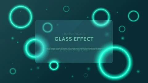 Rectangular transparent banner in glass morphism style on a background with.. Illustrazione stock