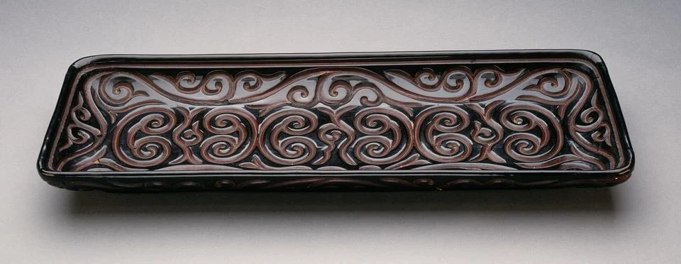 Rectangular Tray (Changfang Pan) with Sword-Pommel Pattern. China, Chinese,.. Stock Photos