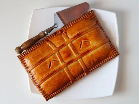 Rectangular tuna pie 库存照片