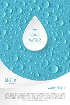 A rectangular vector banner with transparent realistic drops Stock Illustration