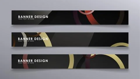 Rectangular vector banners against the background of stacked rings. compositi Stock Illustration