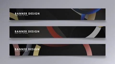 Rectangular vector banners against the background of stacked rings. compositi Illustrazione stock