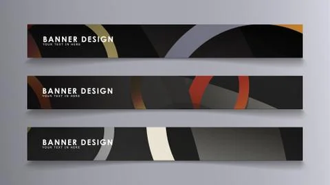 Rectangular vector banners against the background of stacked rings. compositi Stock Illustration