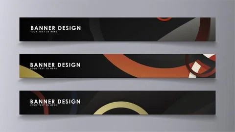 Rectangular vector banners against the background of stacked rings. compositi Stock Illustration