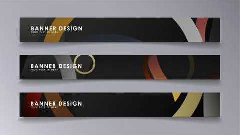 Rectangular vector banners against the background of stacked rings. compositi Stock Illustration