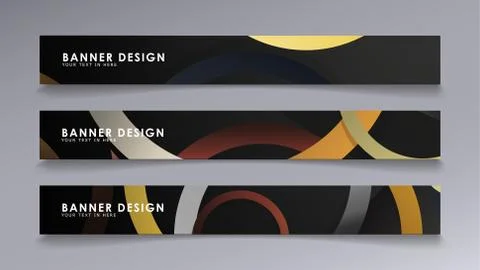 Rectangular vector banners against the background of stacked rings. compositi 스톡 일러스트